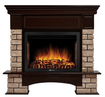 Портал FireLight Forte камень бежевый шпон темн.дуб