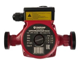 Насос циркуляционный Unipump UРC 25/40 гайки 1" (4м, 3м3/ч, 62Вт,130мм)